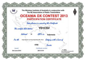 YD1CSV OCEANIA SSB 2013